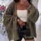 Autumn Winter New Casual Knitted Sweater Cardigan Jacket Loose Long Sleeve Solid Color Mid-Length Sweater Women Cardigan Jacket