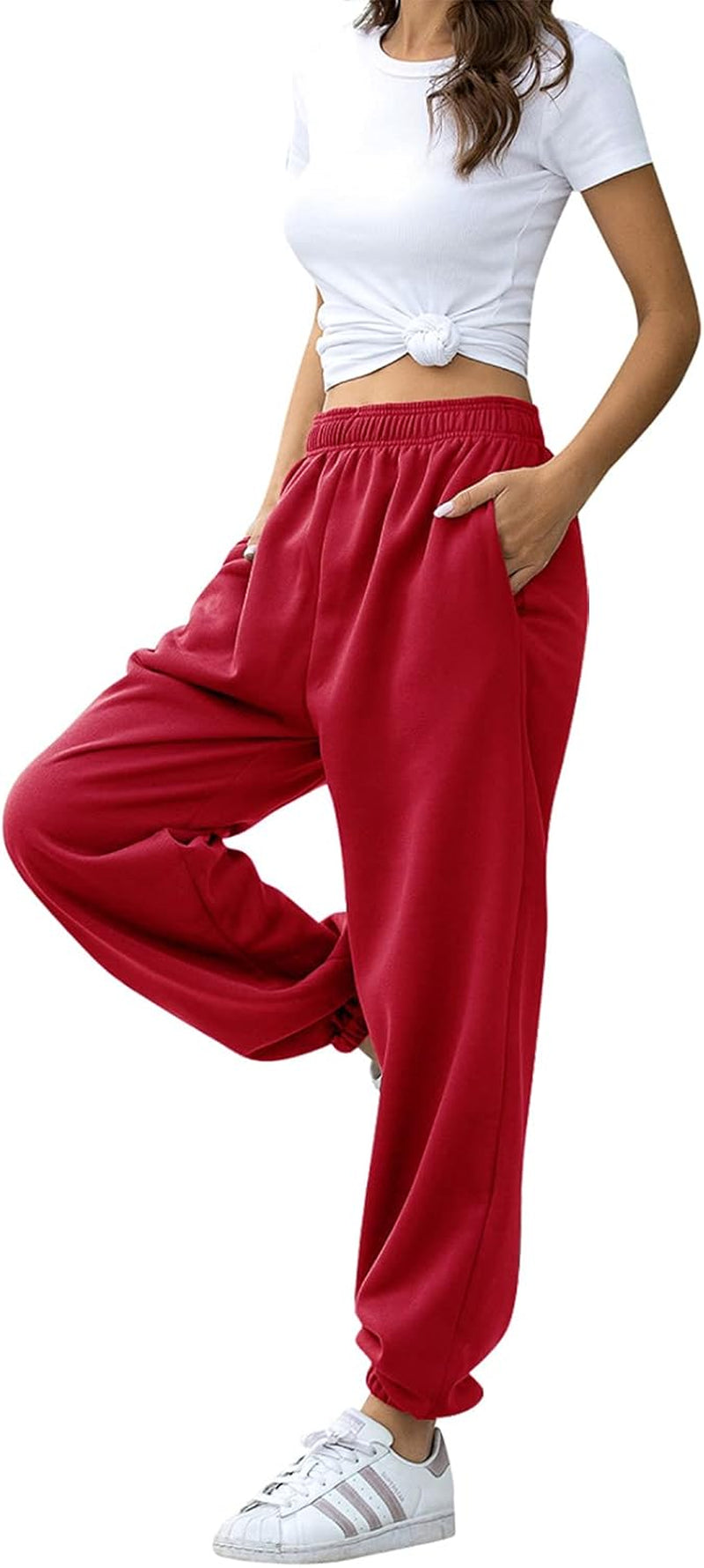 Women'S High Waisted Sweatpants Workout Active Joggers Pants Baggy Lounge Bottoms